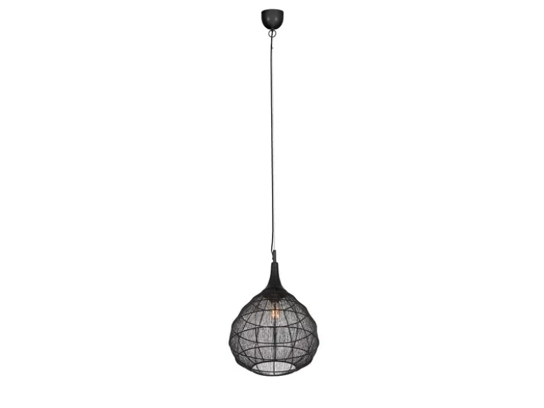 Pendelleuchte SORAYA mit Drahtgeflecht Lampenschirm Schwarz, Ø 42cm