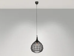 Pendelleuchte SORAYA mit Drahtgeflecht Lampenschirm Schwarz, Ø 42cm