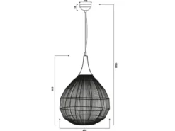 Pendelleuchte SORAYA mit Drahtgeflecht Lampenschirm Schwarz, Ø 42cm