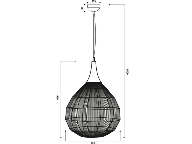 Pendelleuchte SORAYA mit Drahtgeflecht Lampenschirm Altmessing, Ø 42cm