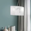 Pendelleuchte SPIRELLI mit satiniertem Glas Lampenschirm mit Dekor, B: 40cm