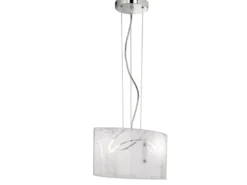 Pendelleuchte SPIRELLI mit satiniertem Glas Lampenschirm mit Dekor, B: 40cm