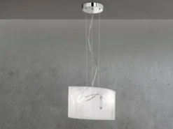 Pendelleuchte SPIRELLI mit satiniertem Glas Lampenschirm mit Dekor, B: 40cm
