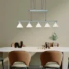 Pendelleuchte STAMINA mit Glas 5-flammig höhenverstellbar 80-180cm, B:102cm