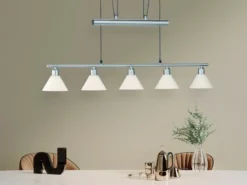 Pendelleuchte STAMINA mit Glas 5-flammig höhenverstellbar 80-180cm, B:102cm
