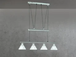 Pendelleuchte STAMINA mit Glas 4-flammig höhenverstellbar 80-180cm, B:80cm