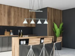 Pendelleuchte STAMINA mit Glas 4-flammig höhenverstellbar 80-180cm, B:80cm
