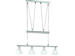 Pendelleuchte STAMINA mit Glas 4-flammig höhenverstellbar 80-180cm, B:80cm