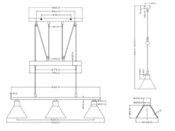 Pendelleuchte STAMINA mit Glas 3-flammig höhenverstellbar, Breite 66cm