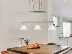 Pendelleuchte STAMINA mit Glas 3-flammig höhenverstellbar, Breite 66cm