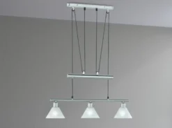 Pendelleuchte STAMINA mit Glas 3-flammig höhenverstellbar, Breite 66cm