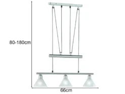 Pendelleuchte STAMINA mit Glas 3-flammig höhenverstellbar, Breite 66cm