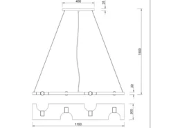 Pendelleuchte TAILOR 4 flammig Holzbrett naturbelassen, Breite 115cm