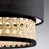 Pendelleuchte TAPE 3-flammig, Rattan Lampenschirme mit Stoff, Breite 74cm