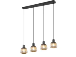 Pendelleuchte TARIFA 4-flammig mit Glasschirmen Chrom bedampft, Breite 90cm