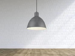 Pendelleuchte TELME Industrial Style mit Metallschirm in Betonoptik, Ø 30cm