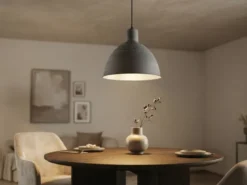 Pendelleuchte TELME Industrial Style mit Metallschirm in Betonoptik, Ø 30cm