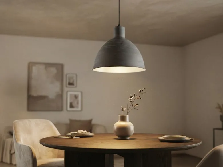 Pendelleuchte TELME Industrial Style mit Metallschirm in Betonoptik, Ø 30cm
