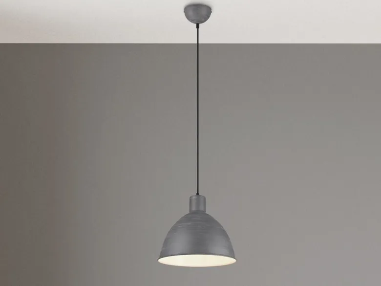 Pendelleuchte TELME Industrial Style mit Metallschirm in Betonoptik, Ø 30cm