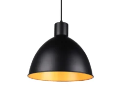 Pendelleuchte TELME Metall Lampenschirm Schwarz Gold, Ø 30cm