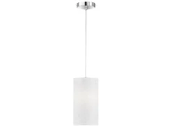 Pendelleuchte THOR 1-flammig mit Dekor Stoffschirm Zylinder Weiß, Ø 16cm
