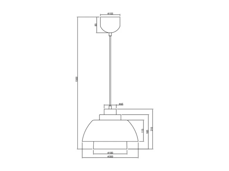 Pendelleuchte TILOS skandinavisch mit Metall- & Glasschirm Anthrazit Weiß Ø 30cm