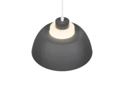 Pendelleuchte TILOS skandinavisch mit Metall- & Glasschirm Anthrazit Weiß Ø 30cm