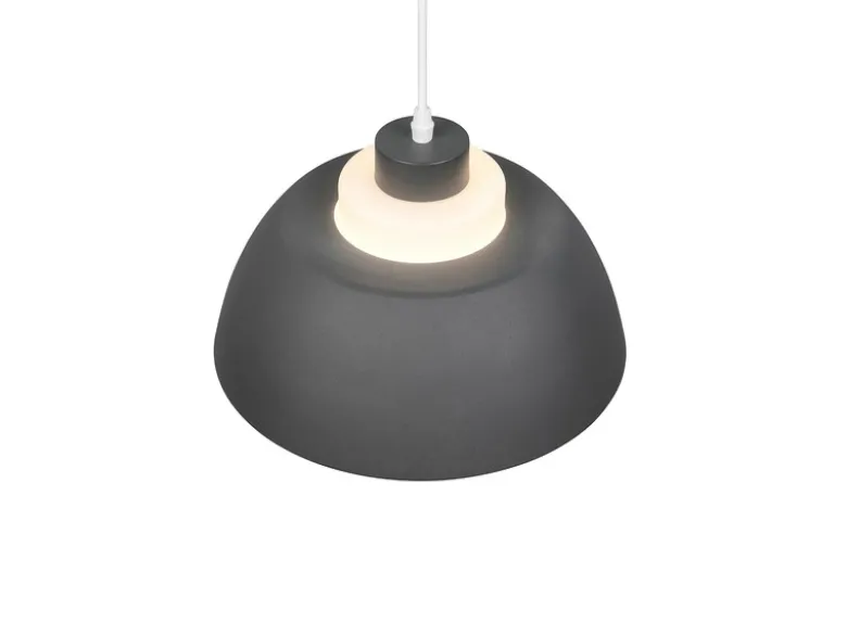 Pendelleuchte TILOS skandinavisch mit Metall- & Glasschirm Anthrazit Weiß Ø 30cm