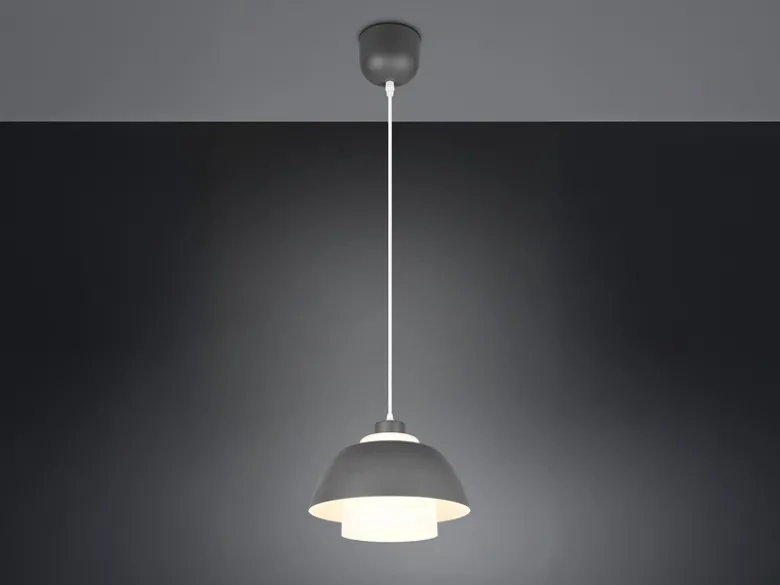 Pendelleuchte TILOS skandinavisch mit Metall- & Glasschirm Anthrazit Weiß Ø 30cm