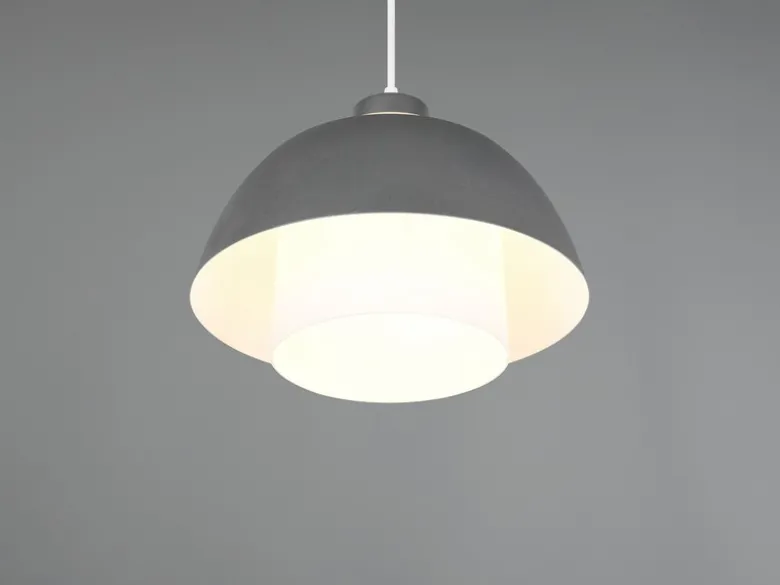 Pendelleuchte TILOS skandinavisch mit Metall- & Glasschirm Anthrazit Weiß Ø 30cm