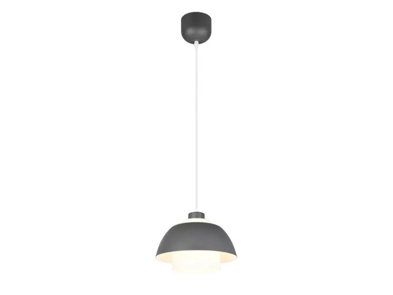 Pendelleuchte TILOS skandinavisch mit Metall- & Glasschirm Anthrazit Weiß Ø 30cm