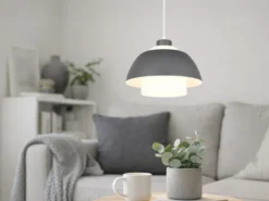 Pendelleuchte TILOS skandinavisch mit Metall- & Glasschirm Anthrazit Weiß Ø 30cm