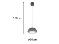 Pendelleuchte TILOS skandinavisch mit Metall- & Glasschirm Anthrazit Weiß Ø 30cm
