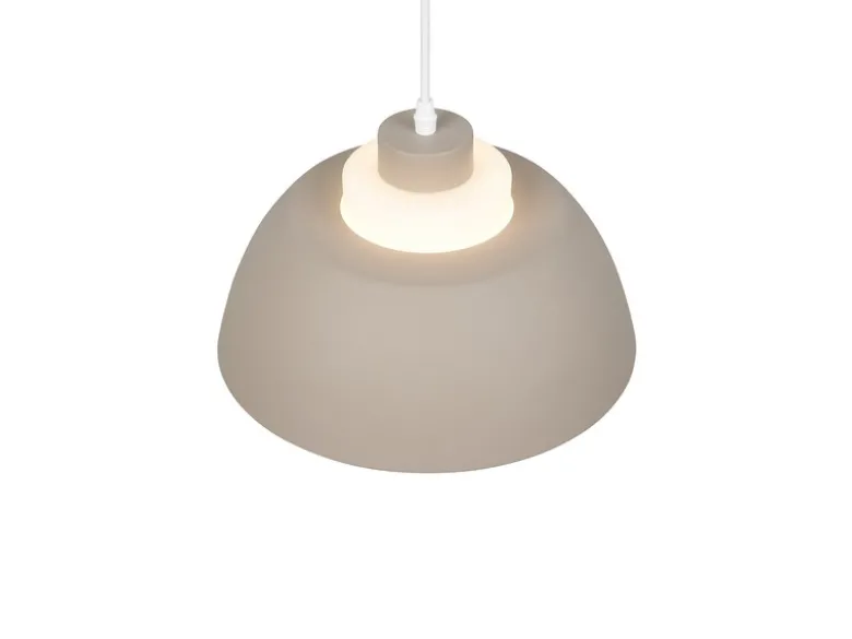 Pendelleuchte TILOS skandinavisch mit Metall- & Glasschirm Beige Weiß Ø 30cm