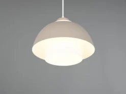 Pendelleuchte TILOS skandinavisch mit Metall- & Glasschirm Beige Weiß Ø 30cm