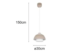 Pendelleuchte TILOS skandinavisch mit Metall- & Glasschirm Beige Weiß Ø 30cm