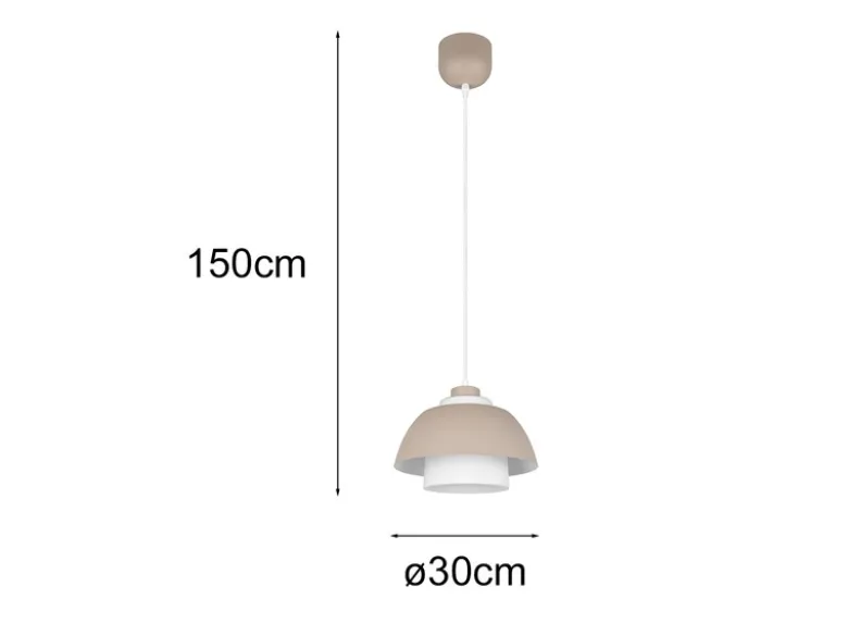 Pendelleuchte TILOS skandinavisch mit Metall- & Glasschirm Beige Weiß Ø 30cm