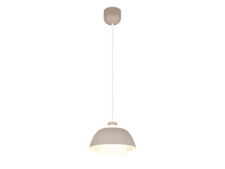 Pendelleuchte TILOS skandinavisch mit Metall- & Glasschirm Beige Weiß Ø 30cm