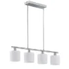 Pendelleuchte TOMMY 4-flammig Lampenschirme Stoff Weiß, Breite 75cm