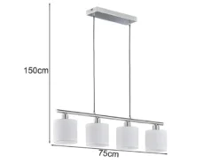 Pendelleuchte TOMMY 4-flammig Lampenschirme Stoff Weiß, Breite 75cm