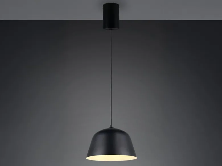 Pendelleuchte TOVA 1-flammig aus Metall höhenverstellbar in Schwarz, Ø 30cm