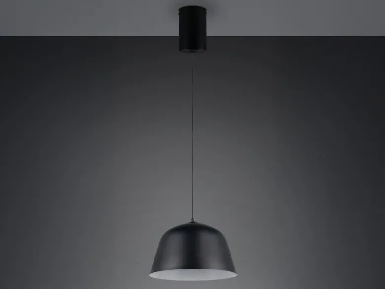 Pendelleuchte TOVA 1-flammig aus Metall höhenverstellbar in Schwarz, Ø 30cm