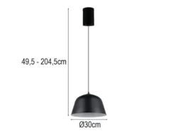 Pendelleuchte TOVA 1-flammig aus Metall höhenverstellbar in Schwarz, Ø 30cm