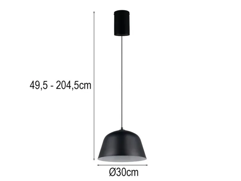 Pendelleuchte TOVA 1-flammig aus Metall höhenverstellbar in Schwarz, Ø 30cm