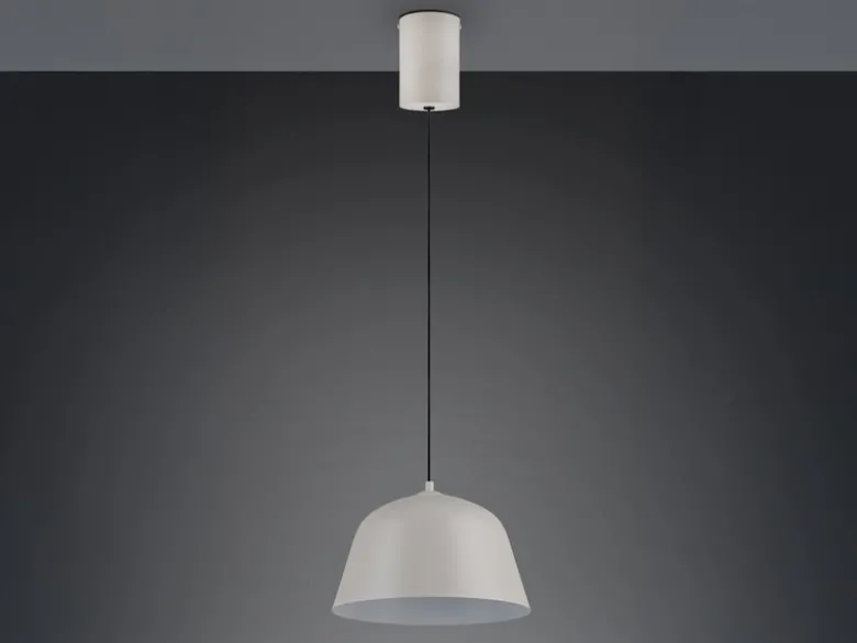 Pendelleuchte TOVA 1-flammig aus Metall höhenverstellbar in Hellgrau, Ø 30cm