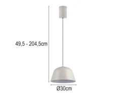 Pendelleuchte TOVA 1-flammig aus Metall höhenverstellbar in Hellgrau, Ø 30cm