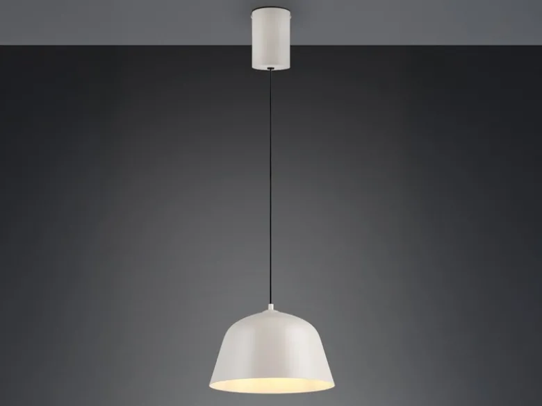 Pendelleuchte TOVA 1-flammig aus Metall höhenverstellbar in Hellgrau, Ø 30cm