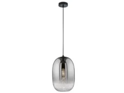 Pendelleuchte TRACE einflammig Lampenschirm Rauchglas Schwarz, Ø 20cm