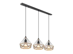 Pendelleuchte ULLEU 3-flammig mit Hanfseil und Drahtgestell, Breite 100cm