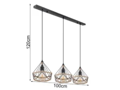 Pendelleuchte ULLEU 3-flammig mit Hanfseil und Drahtgestell, Breite 100cm